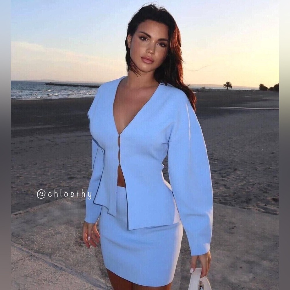Zara 2 piece matching set TAILORED KNIT CARDIGAN and KNIT SKIRT